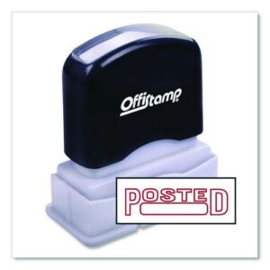 Pre-Inked Message Stamp with Blank Date Box, POSTED, 1.63" x 0.38", Red Ink
