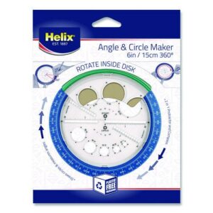 360 Degree Angle and Circle Maker 2-in-1 Protractor and Compass Tool, 2" Ruler Edge, Plastic, Randomly Assorted Color