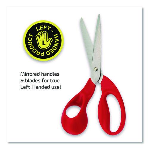 Expert Left-Handed Multipurpose Scissors, 8.25" Long, 5" Cut Length, Straight Red Handle - Image 3