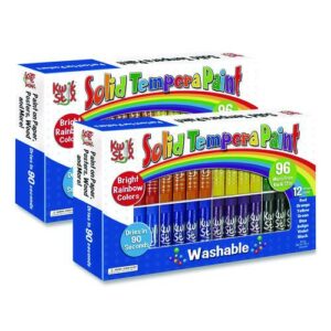 Kwik Stix Tempera Paint Set, 8 Assorted Colors, 96 Paint Sticks/Pack, 2 Packs/Carton