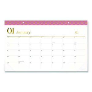 Workstyle Compact Deskpad, 17.75 x 11, White Sheets, Pink Headband/Clear Corners, 12-Month (Jan-Dec): 2026