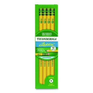 Ticonderoga Laddie Woodcase Pencil with Microban, HB (#2), Black Lead, Yellow Barrel, 12/Pack