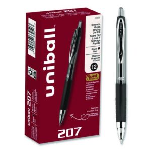 Signo 207 Gel Pen, Retractable, Medium 0.7 mm, Black Ink, Smoke/Black Barrel, Dozen