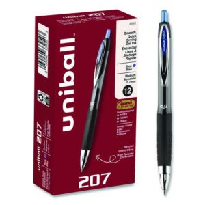 Signo 207 Gel Pen, Retractable, Medium 0.7 mm, Blue Ink, Smoke/Black/Blue Barrel, Dozen
