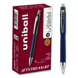 Jetstream Hybrid Gel Pen, Retractable, Fine 0.7 mm, Black Ink, Blue/Silver Barrel
