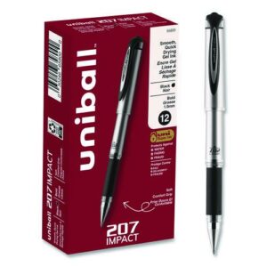 207 Impact Gel Pen, Stick, Bold 1 mm, Black Ink, Silver/Black Barrel