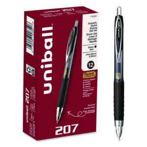 207 Ultra Micro Gel Pen, Retractable, Ultra-Micro 0.38 mm, Black Ink, Clear/Black Barrel