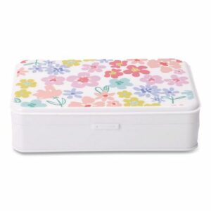 Pencil Case, Floral Pattern, 2 Compartments, 5" x 8.75" x 2.75", Pink/Yellow/Green