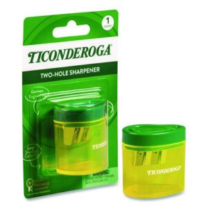 Two Hole Pencil Sharpener, 2 x 2 x 1.25, Green/Yellow