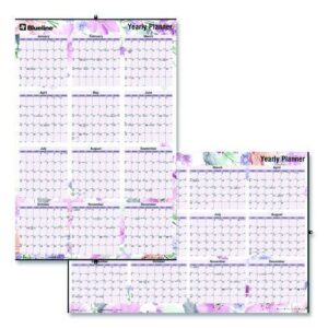 Yearly Laminated Wall Calendar, Tropical Watercolor Artwork, 36 x 24, White/Sand/Orange Sheets, 12-Month (Jan-Dec): 2025
