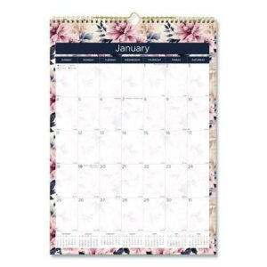 12-Month Colorful Wall Calendar, Floral Artwork, 12 x 17, White Sheets, 12-Month (Jan to Dec): 2025