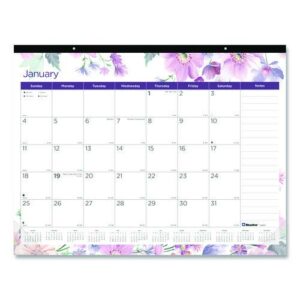 Passion Monthly Deskpad Calendar, Floral Artwork, 22 x 17, White/Multicolor Sheets, Black Binding, 12-Month (Jan-Dec): 2025