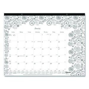Monthly Desk Pad Calendar, DoodlePlan Coloring Pages, 22 x 17, Black Binding, Clear Corners, 12-Month (Jan to Dec): 2025