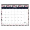 Monthly Desk Pad Calendar, Floral Artwork, 22 x 17, Black Binding, Clear Corners, 12-Month (Jan-Dec): 2025