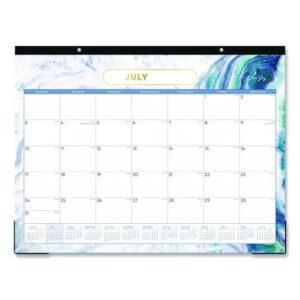 Gemma Academic Year Desk Pad Calendar, Geode Artwork, 22 x 17, White/Blue/Green Sheets, 12-Month (July to June): 2025 to 2026