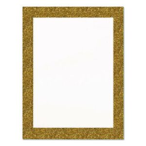 Glitter Poster Board, 22" x 28", Heavyweight, White with Gold Border, 25/Pack