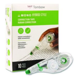 MONO Hybrid Style Correction Tape, Non-Refillable, Clear Applicator, 0.17" x 394", 10/Pack