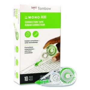 MONO Mini Correction Tape, Non-Refillable, Clear Applicator, 0.17" x 315", 10/Pack