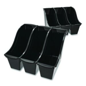 Small Book Bin, 1.5 gal, 4.5" x 11.75" x 8.5", Black, 6/Pack