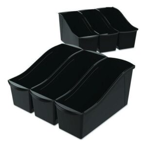 Large Book Bin, 2 gal, 5.3" x 14.3" x 7", Black, 6/Pack