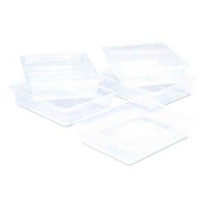 Storage Tray, Flat, 1.69 gal, 10.65" x 13.17" x 2.96", Translucent, 5/Pack