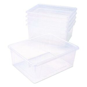 Storage Tray, Deep, 2 gal, 10.65" x 10.65" x 5.2", Clear, 5/Pack