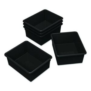 Storage Tray, Deep, 2 gal, 10.65" x 10.65" x 5.2", Black, 5/Pack
