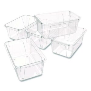Cubby Bin, 1.8 gal, 7.8" x 12.09" x 5.18", Clear, 5/Pack