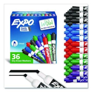 Low-Odor Dry-Erase Marker Value Pack, Broad Chisel Tip, Assorted Colors, 36/Box