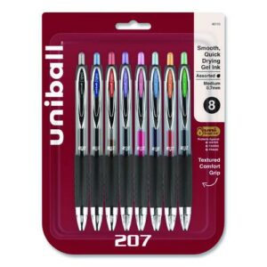 Signo 207 Gel Pen, Retractable, Medium 0.7 mm, Assorted Ink and Barrel Colors, 8/Pack