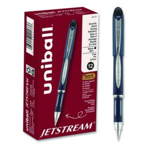 Jetstream Hybrid Gel Pen, Stick, Fine 0.7 mm, Black Ink, Black/Silver Barrel