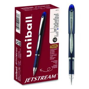 Jetstream Hybrid Gel Pen, Stick, Fine 0.7 mm, Blue Ink, Blue/Silver Barrel