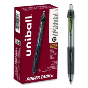 Power Tank RT Ballpoint Pen, Retractable, Bold 1 mm, Black Ink, Smoke/Black Barrel, Dozen