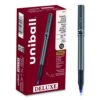 Deluxe Rollerball Pen, Stick, Extra-Fine 0.5 mm, Blue Ink, Metallic Gray/Black/Blue Barrel, Dozen