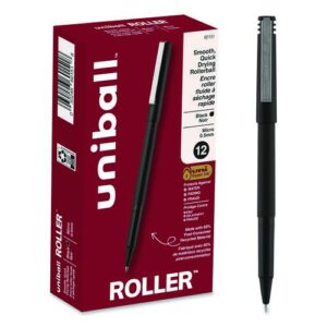 Rollerball Pen, Stick, Extra-Fine 0.5 mm, Black Ink, Black Barrel, Dozen