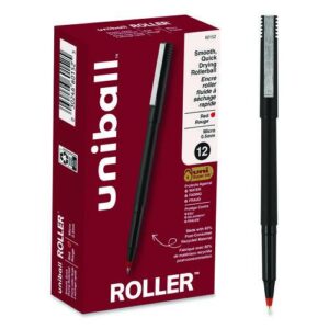 Rollerball Pen, Stick, Extra-Fine 0.5 mm, Red Ink, Black/Red Barrel, Dozen