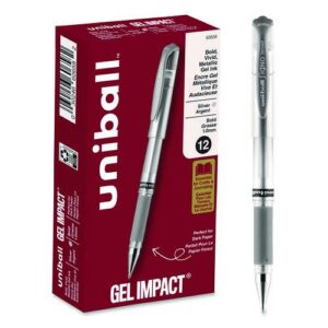 IMPACT Gel Pen, Stick, Medium 1 mm, Silver Metallic Ink, Silver Barrel