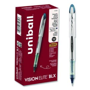 VISION ELITE BLX Series Hybrid Gel Pen, Stick, Bold 0.8 mm, Blue-Infused Black Ink, White/Blue/Clear Barrel