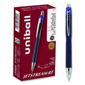 Jetstream Hybrid Gel Pen, Retractable, Fine 0.7 mm, Blue Ink, Blue/Silver Barrel