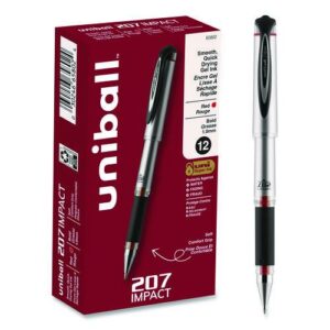 207 Impact Gel Pen, Stick, Bold 1 mm, Red Ink, Silver/Black/Red Barrel
