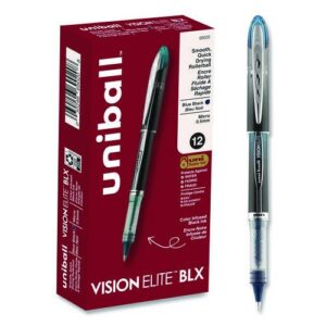VISION ELITE BLX Series Hybrid Gel Pen, Stick, Extra-Fine 0.5 mm, Blue-Infused Black Ink, Gray/Blue/Clear Barrel