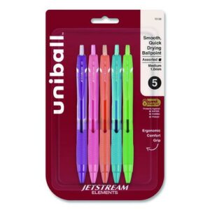Jetstream Elements Hybrid Gel Pen, Retractable, Medium 1 mm, Assorted Ink and Barrel Colors, 5/Pack