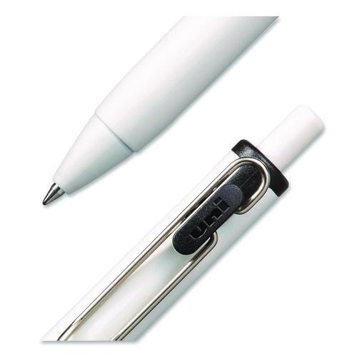 uniONE Gel Pen, Retractable, Medium 0.7 mm, Black Ink, White/Black Barrel, Dozen - Image 2