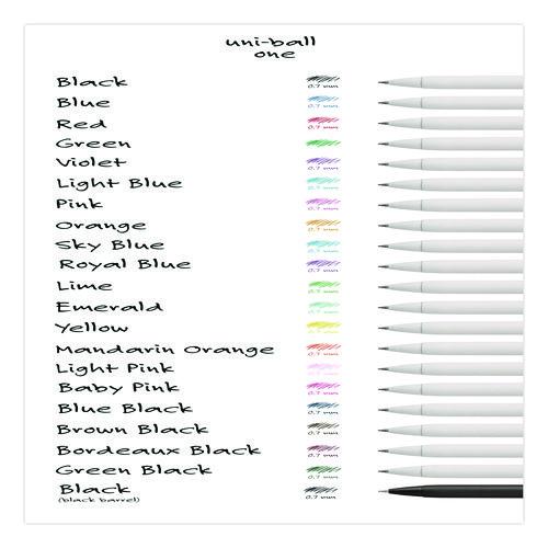uniONE Gel Pen, Retractable, Medium 0.7 mm, Black Ink, White/Black Barrel, Dozen - Image 4