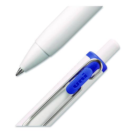 uniONE Gel Pen, Retractable, Medium 0.7 mm, Blue Ink, White/Blue Barrel, Dozen - Image 2