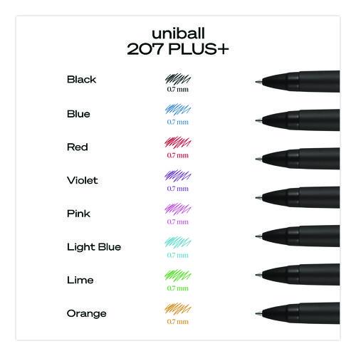 207 Plus+ Gel Pen, Retractable, Medium 0.7 mm, Blue Ink, Black Barrel, Dozen - Image 4