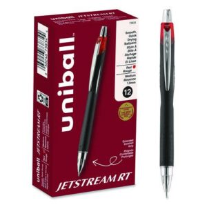 Jetstream Hybrid Gel Pen, Retractable, Bold 1 mm, Red Ink, Black/Silver/Red Barrel