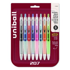 Signo 207 Gel Pen, Retractable, Medium 0.7 mm, Assorted Ink and Barrel Colors, 8/Pack