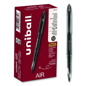 AIR Porous Rollerball Pen, Stick, Medium 0.7 mm, Black Ink, Black Barrel, Dozen
