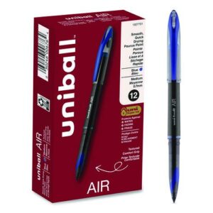 AIR Porous Rollerball Pen, Stick, Medium 0.7 mm, Blue Ink, Black/Blue Barrel, Dozen